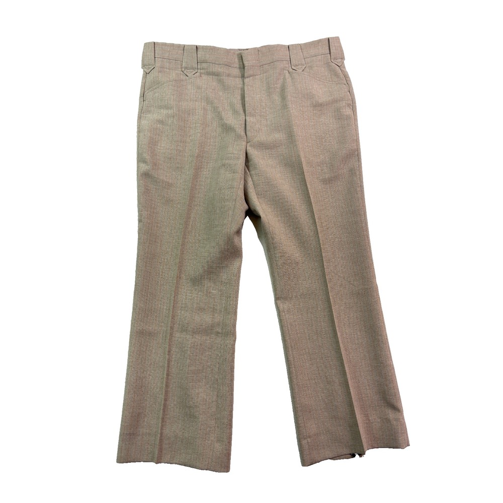 vtg Circle S 40x29 Western Dress Suit Pants Tan Pinstripe USA Wool Blend Bootcut